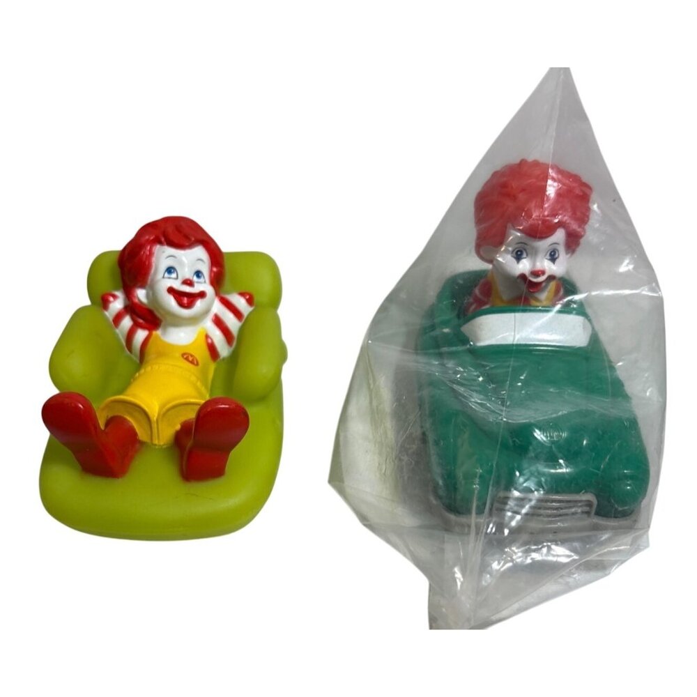 Baby Ronald McDonald Green Car & Lounge Chair Figurines 2008 Set Of 2